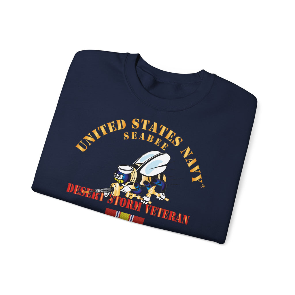 Unisex Heavy Blend™ Crewneck Sweatshirt - Navy - Seabee - Desert Storm Veteran