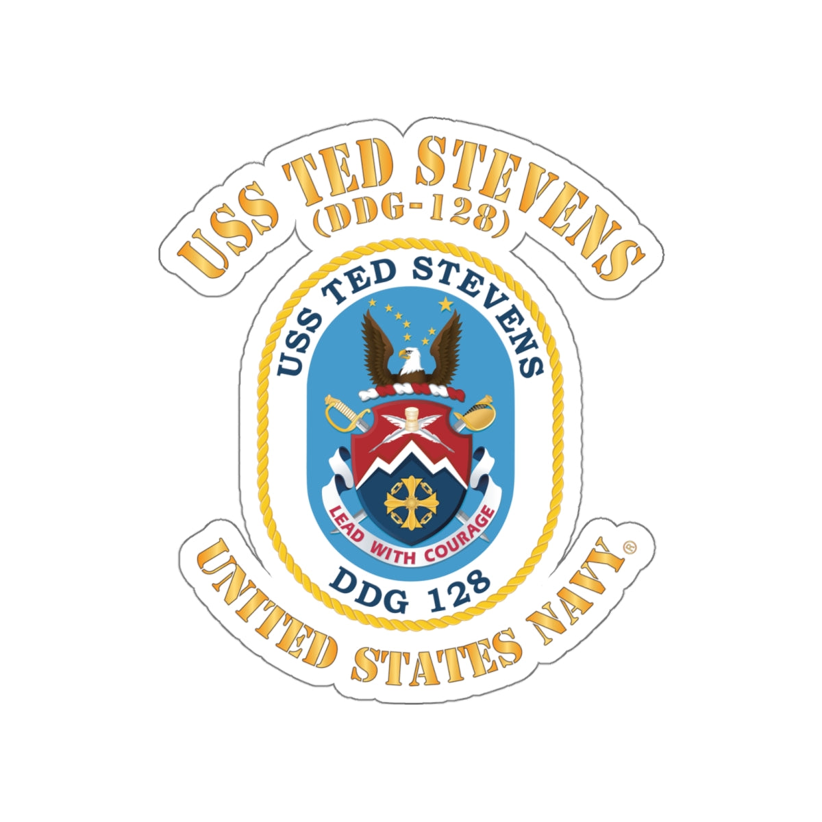 Die-Cut Vinyl Sticker - Navy - USS Ted Stevens (DDG-128)