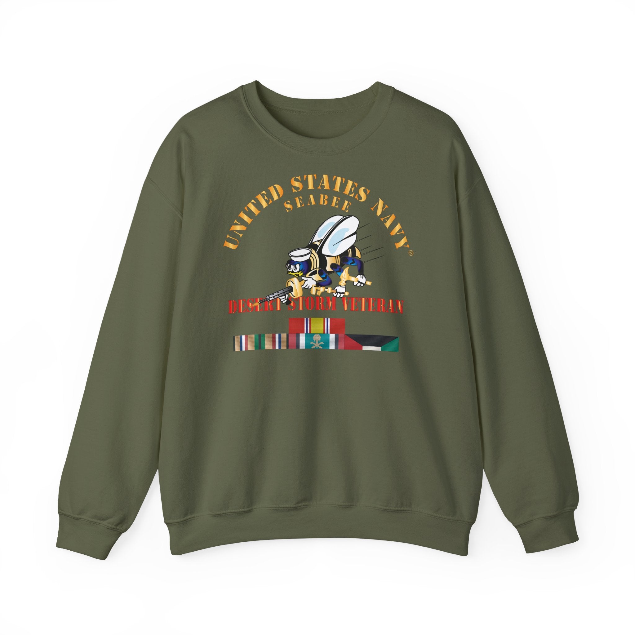 Unisex Heavy Blend™ Crewneck Sweatshirt - Navy - Seabee - Desert Storm Veteran