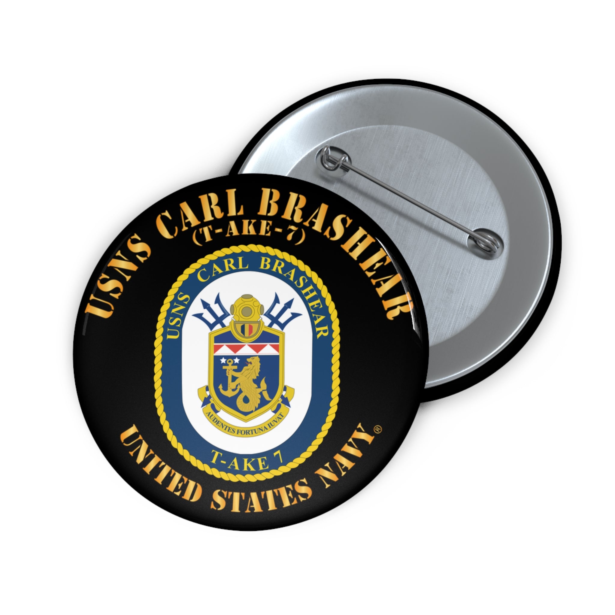 Custom Pin Button - Navy - USNS Carl Brashear (T-AKE 7)
