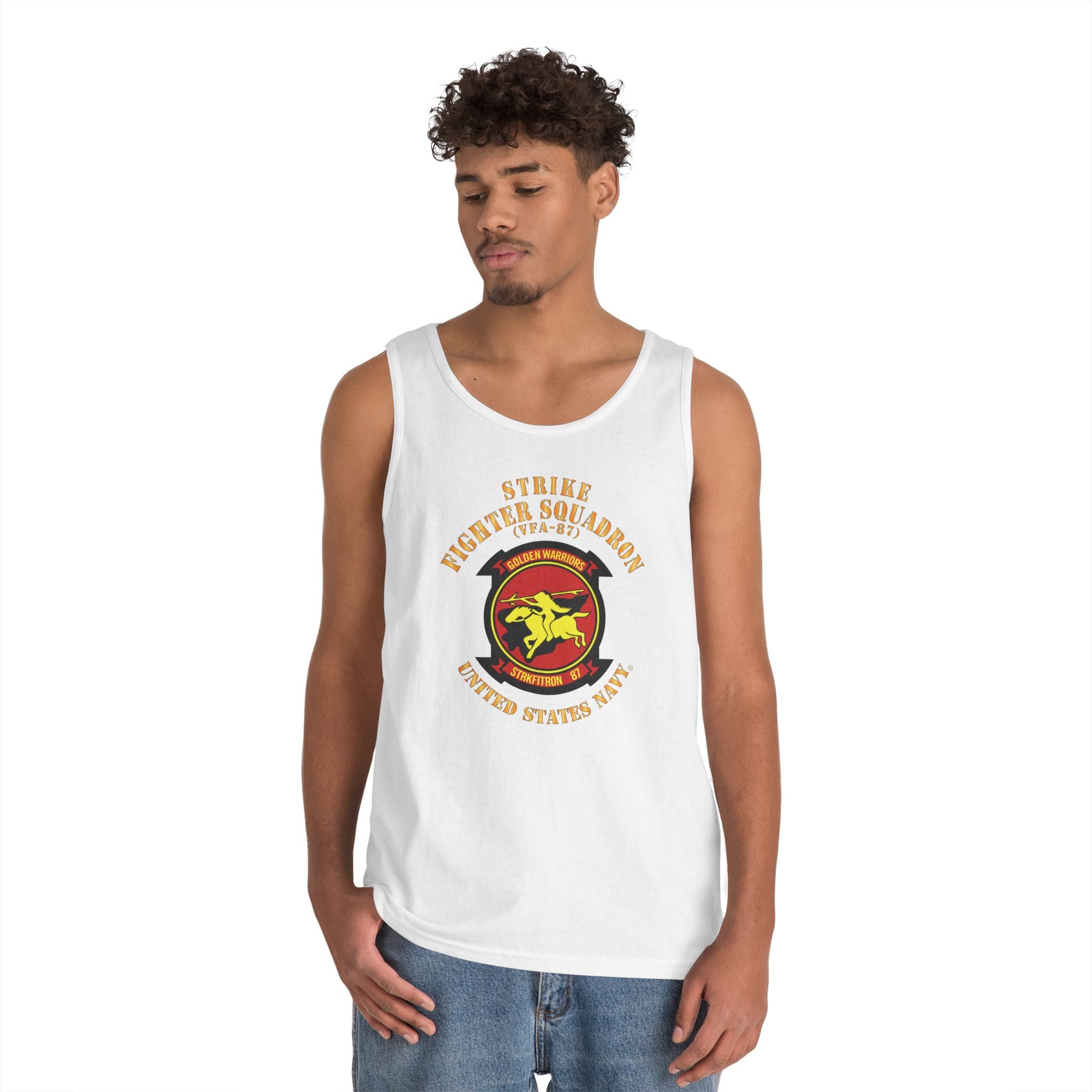 Unisex Heavy Cotton Tank Top - Navy - Strike Fighter Squadron 87 (VFA-87)