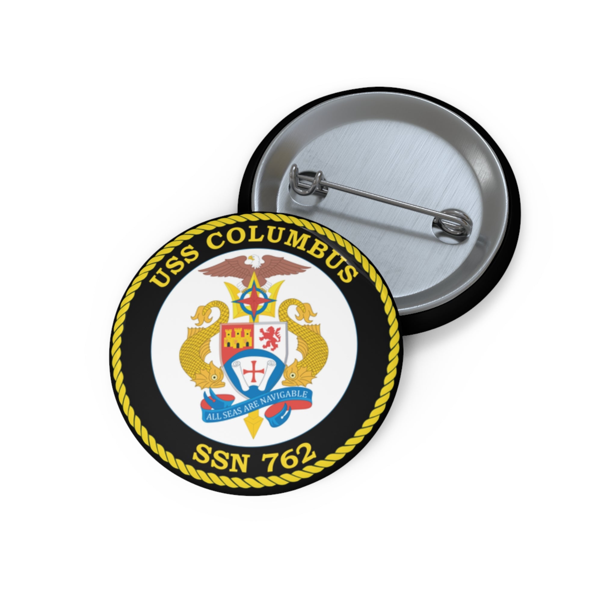 Custom Pin Button - Navy - USS Columbus (SSN-762) wo txt