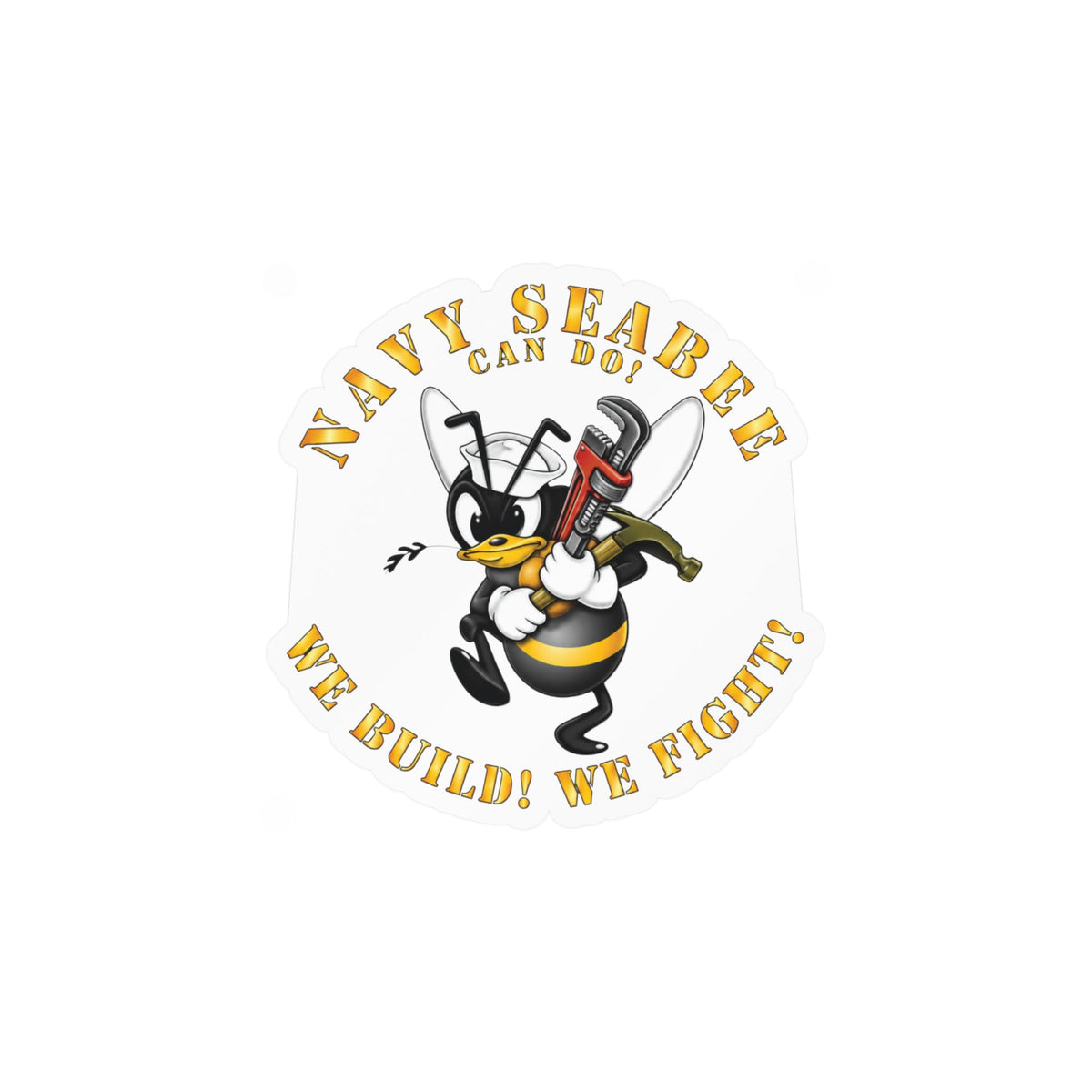 Kiss-Cut Vinyl Decal - Navy - Navy SeaBee - w Wrench and Hammer X 300
