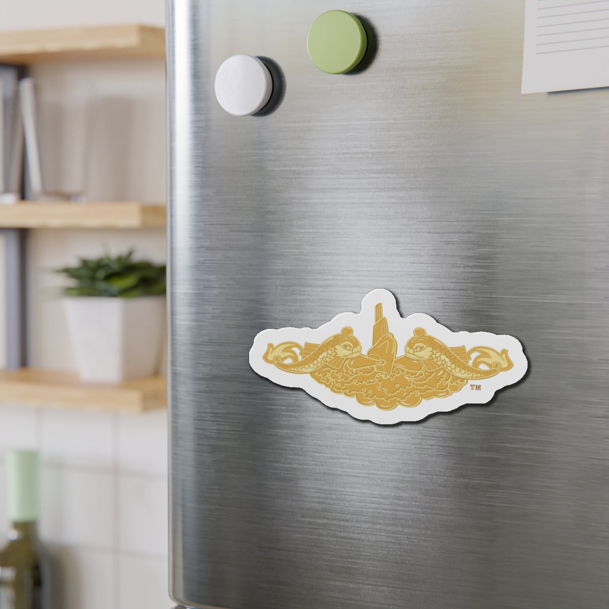 Die-Cut Magnet - Navy - Submarine Badge - Gold wo Txt