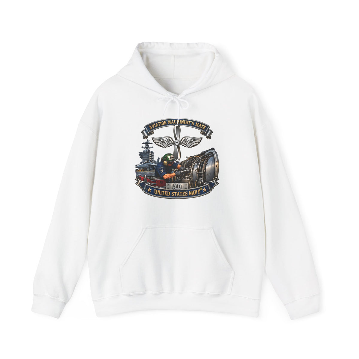 Unisex Heavy Blend™ Hoodies - Navy - Rate - Aviation Machinists Mate Br with Scene - 3D - Enhanced