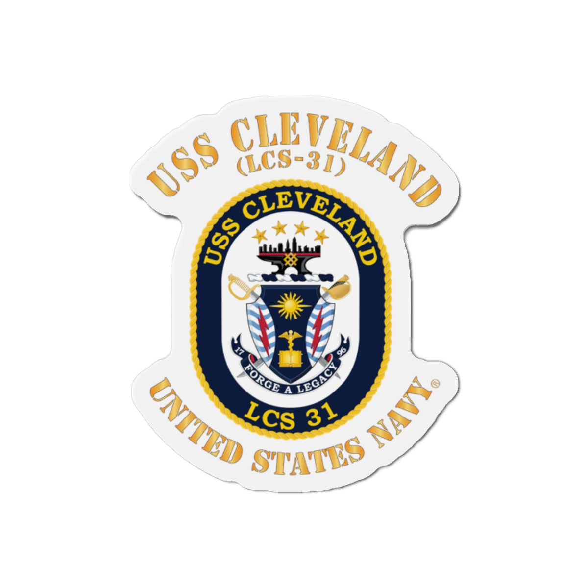 Die-Cut Magnet - Navy - USS Cleveland (LCS-31)