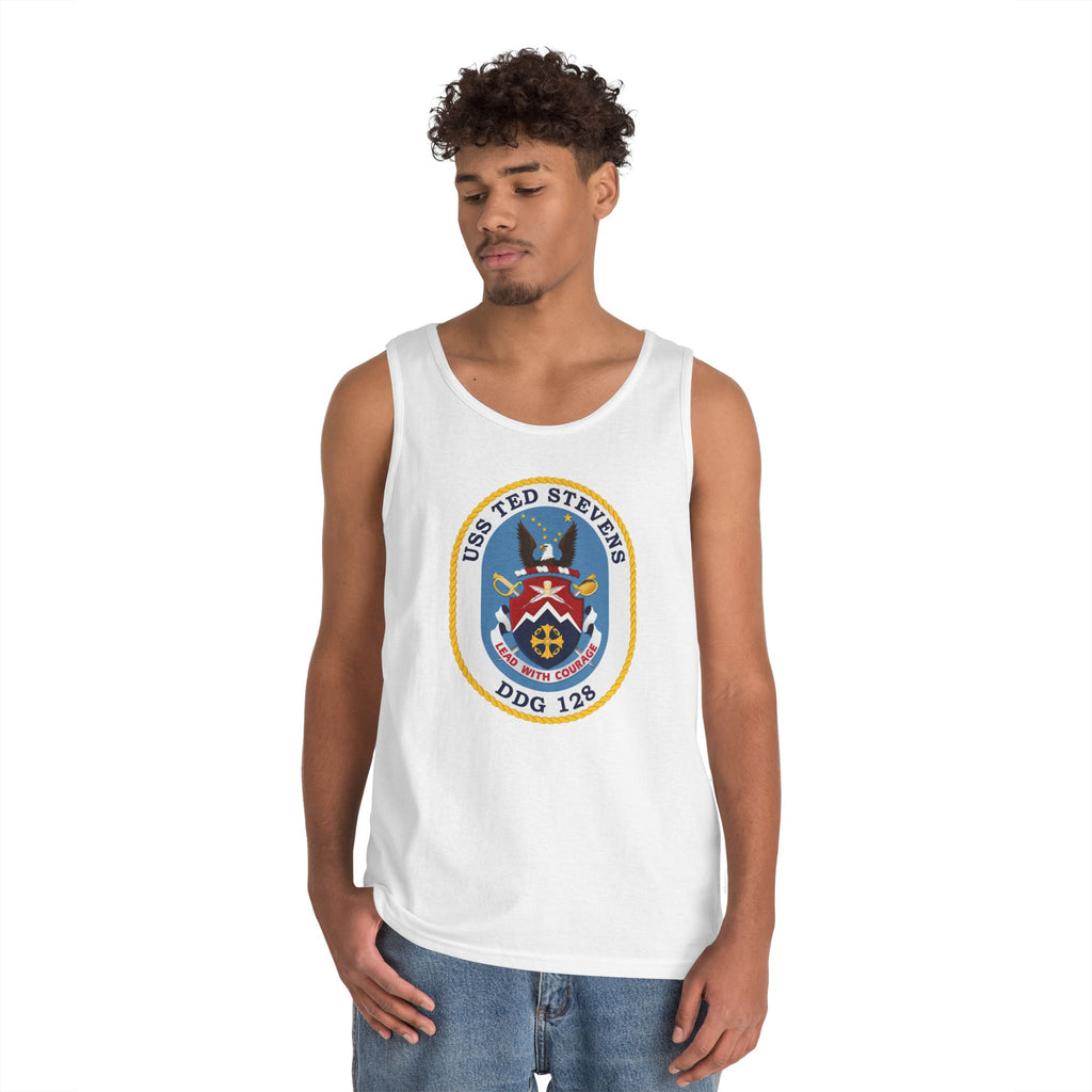 Unisex Heavy Cotton Tank Top - Navy - USS Ted Stevens (DDG-128) wo txt
