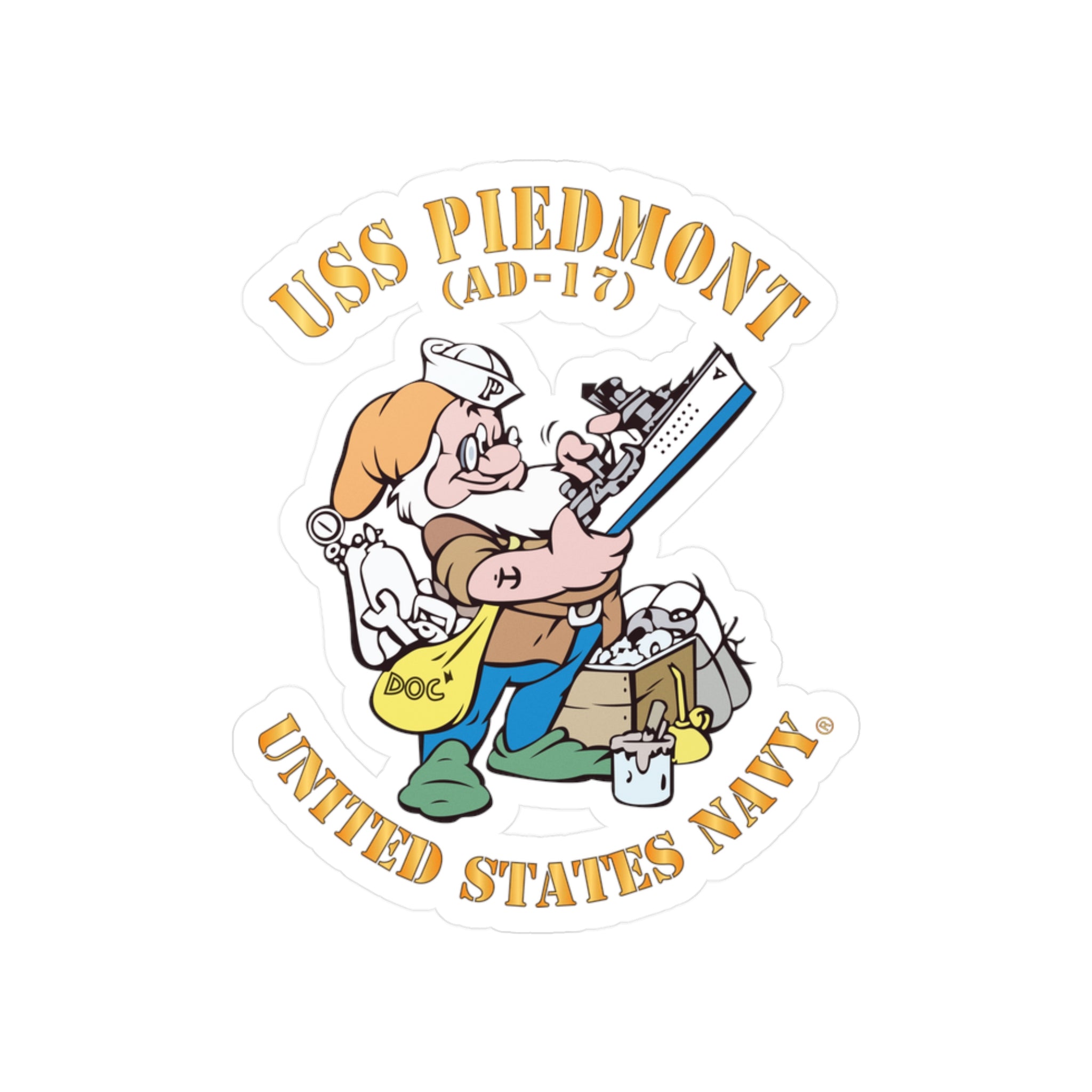 Kiss-Cut Vinyl Decal - Navy - USS Piedmont (AD-17)