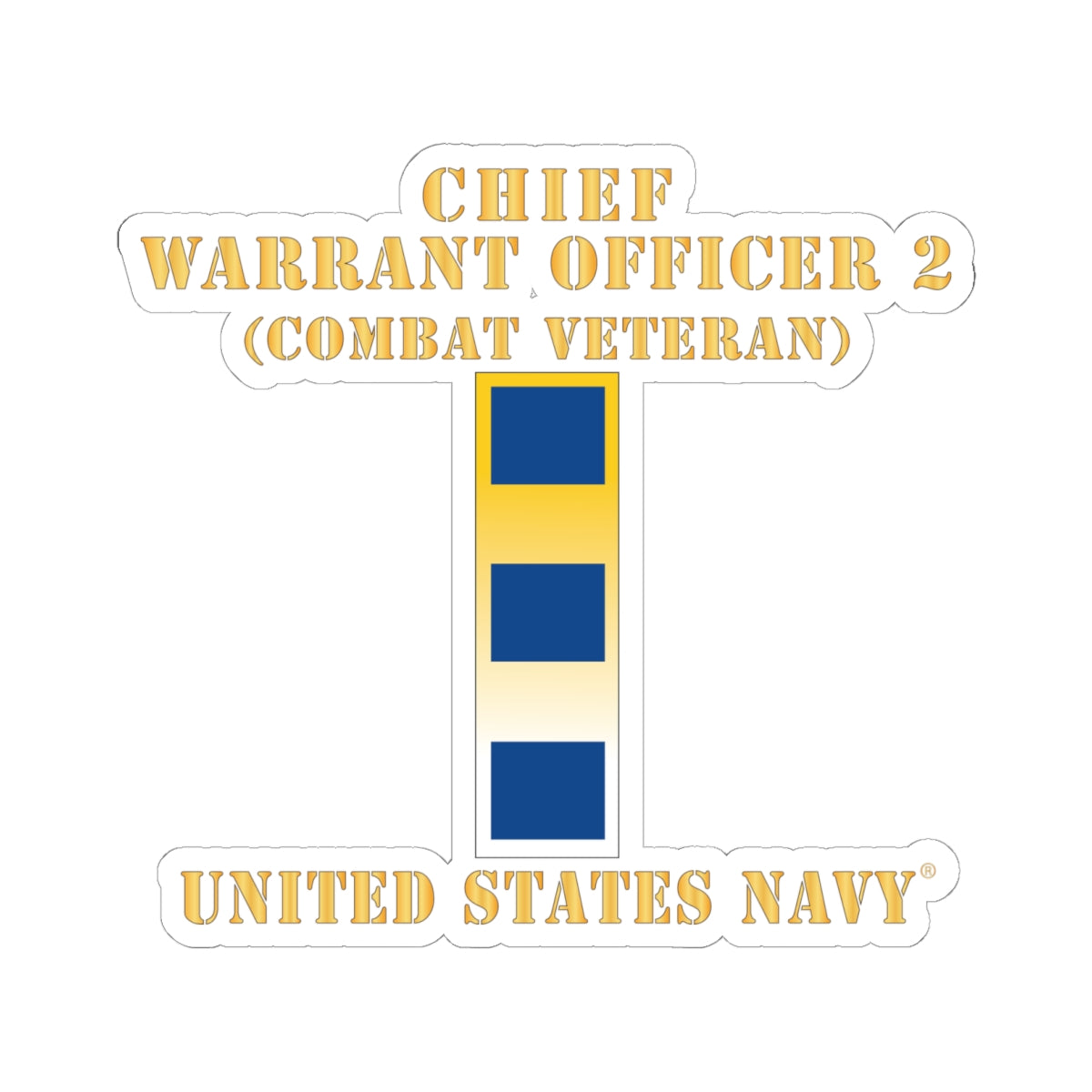 Kiss-Cut Stickers - Navy - Chief Warrant Officer 2 - CW02 - Combat Veteran