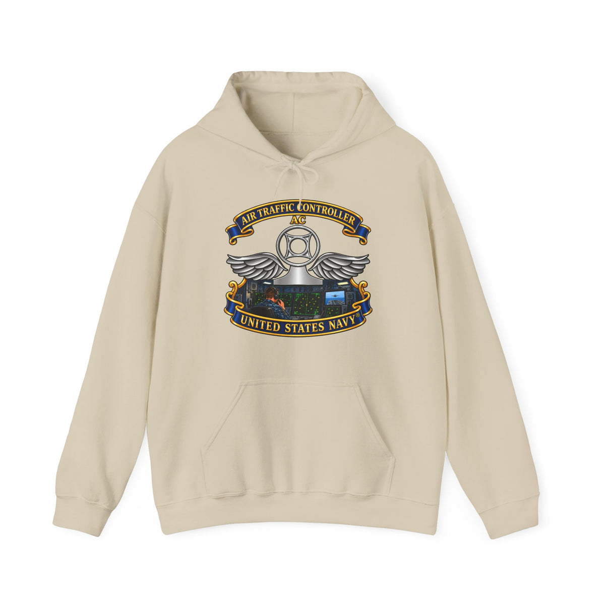 Unisex Heavy Blend™ Hoodies - Navy - Rate - Air Traffic Controller (AC) - Shipboard Version  3D - Enhanced