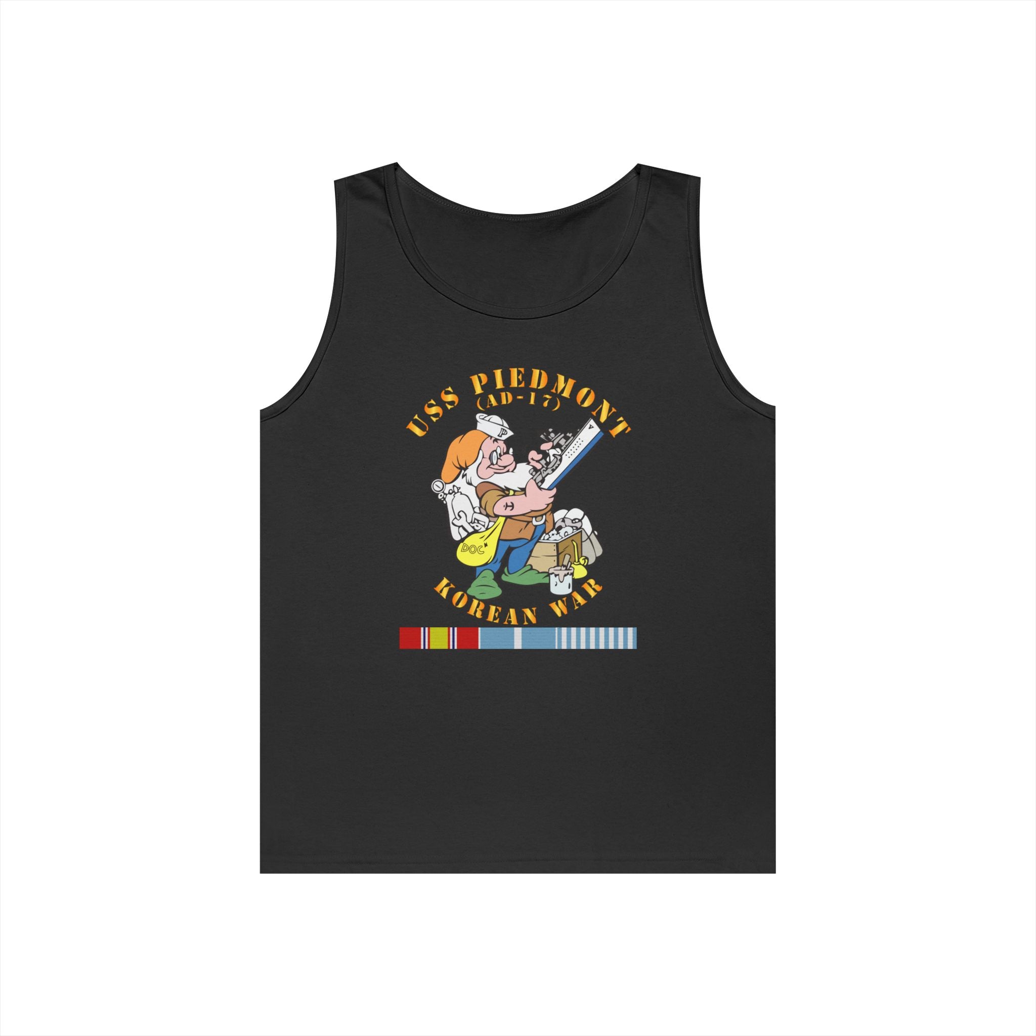Unisex Heavy Cotton Tank Top - Navy - USS Piedmont (AD-17) w KOREA SVC - Korean War