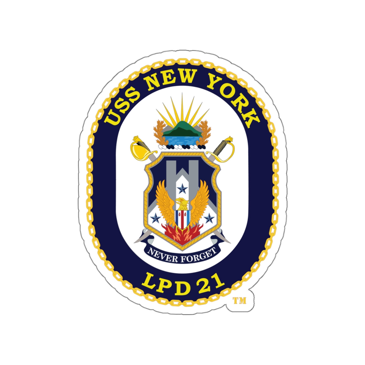 Die-Cut Vinyl Sticker - Navy - USS New York (LPD-21) wo txt