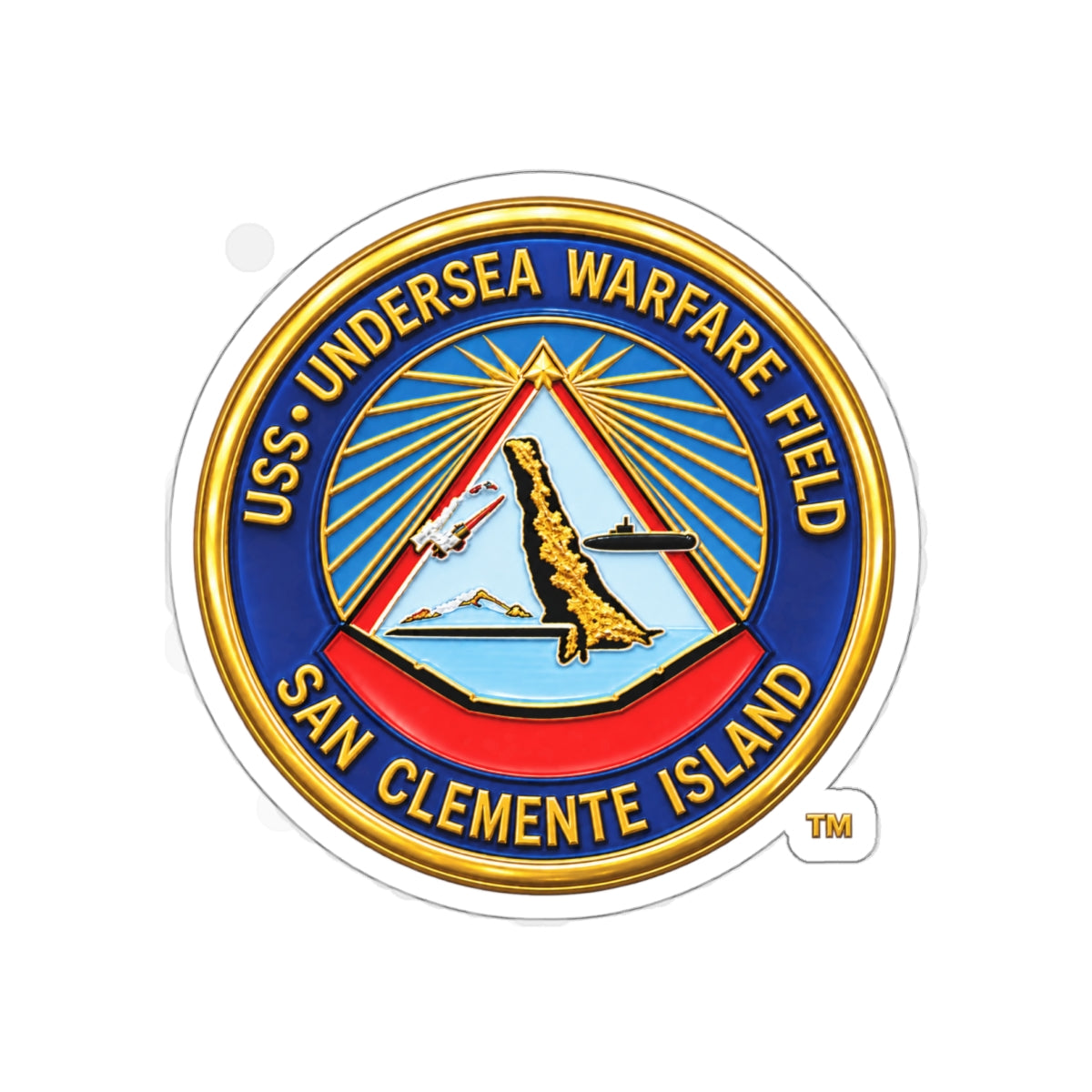 Die-Cut Vinyl Sticker - Navy - USS Undersea Warfare Field - San Clemente Island - Crest - 3D - Enhanced