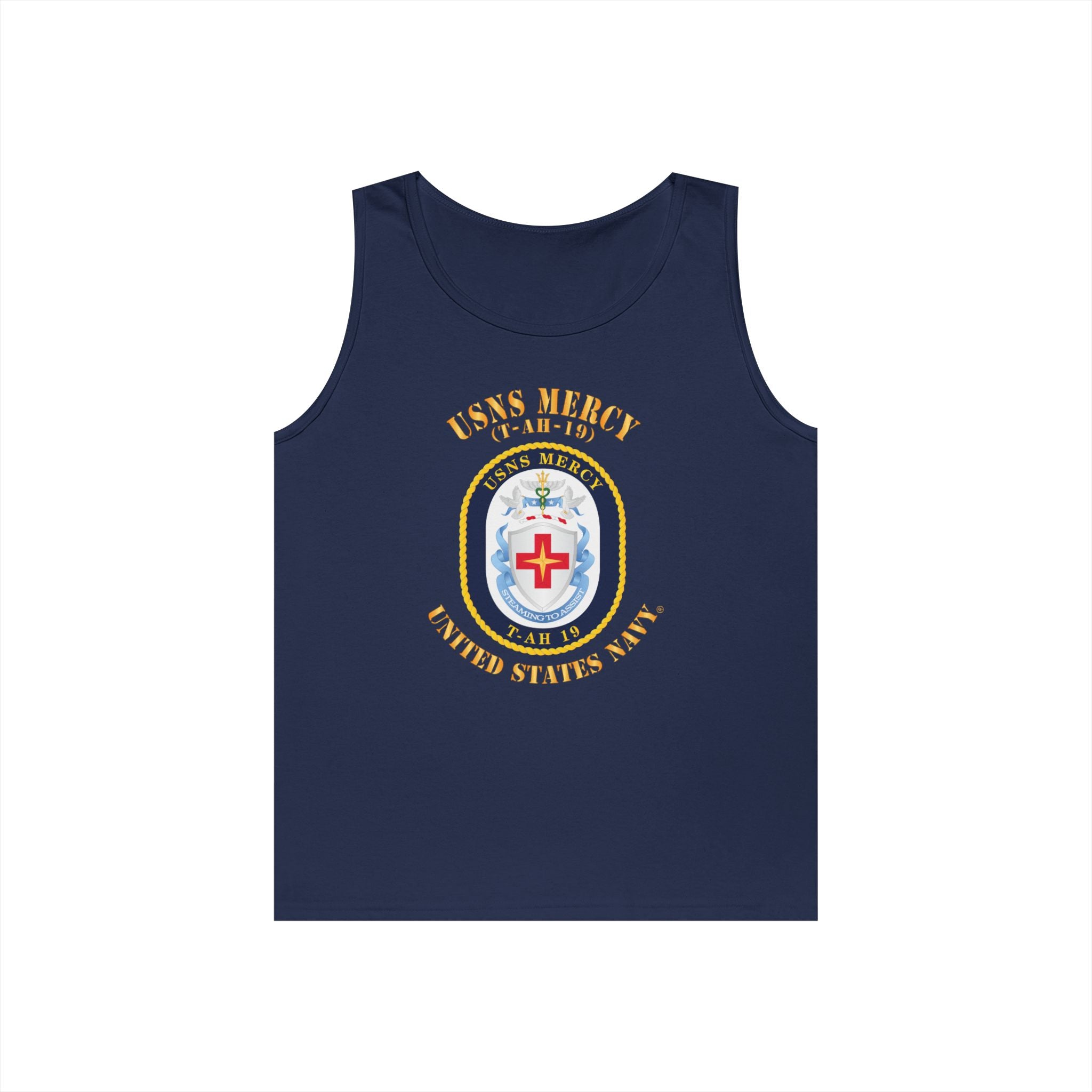Unisex Heavy Cotton Tank Top - Navy - USNS Mercy (T-AH-19)
