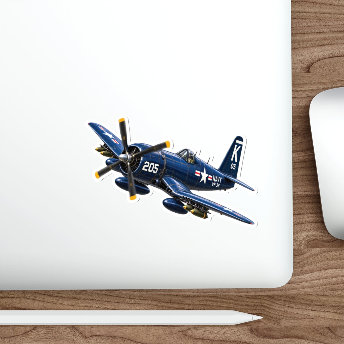 Die-Cut Vinyl Sticker - NAVY - F4U-4 Corsair 205 (VF-32) - 3D - Enhanced