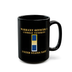 Black Mug (11oz, 15oz) - Navy - Warrant Officer 1 - Combat Veteran