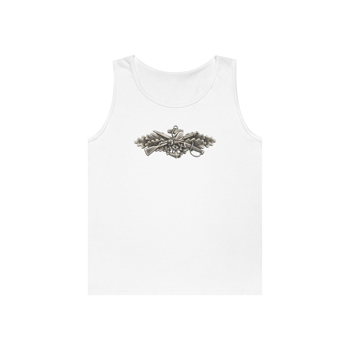 Unisex Heavy Cotton Tank Top - Navy - Badge - Seabee combat warfare specialist wo txt - Enlisted - 3D - Enhanced