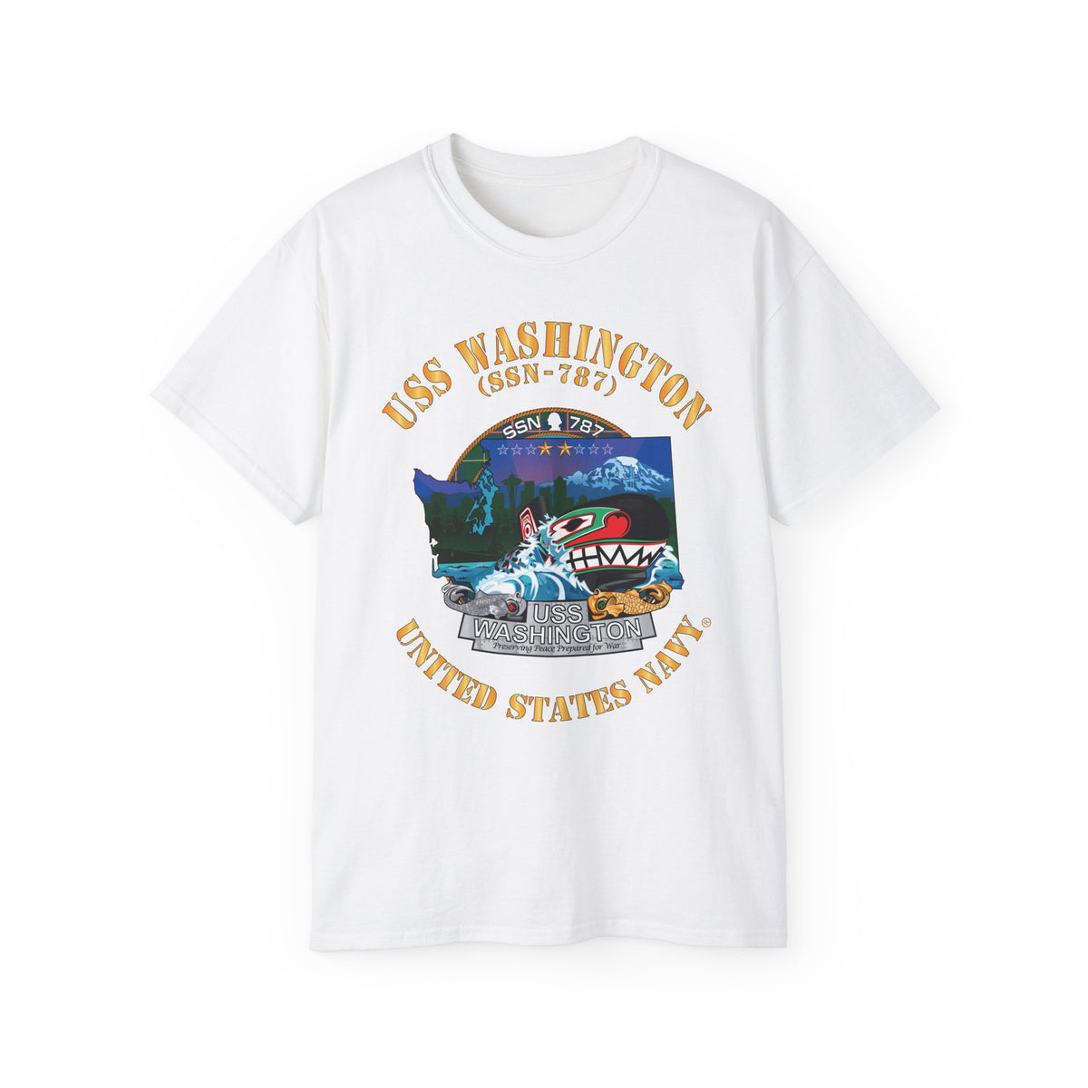 Unisex Ultra Cotton T-Shirt - Navy - USS Washington (SSN-787) X 300