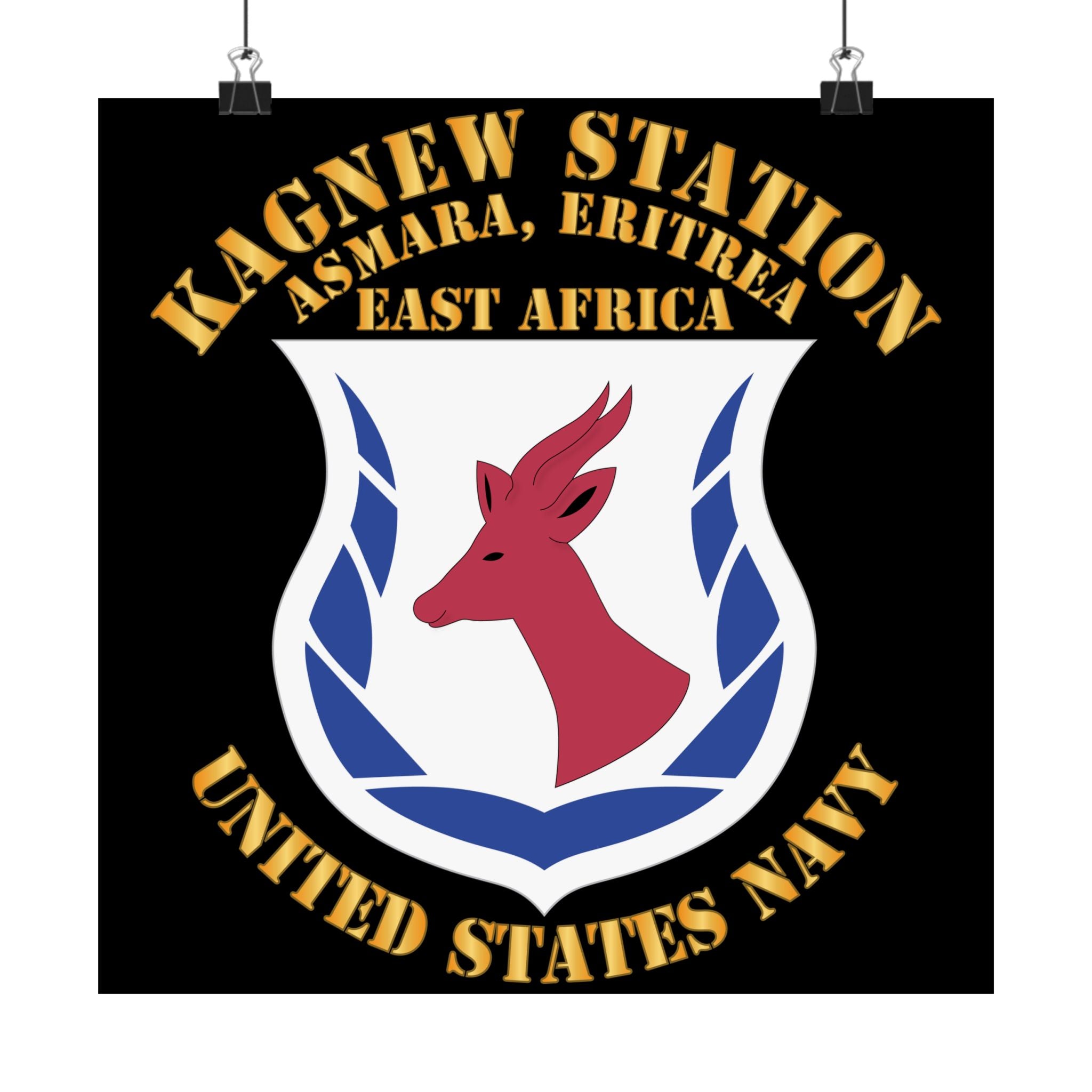 Kagnew Station Asmara Eritrea Navy Emblem Poster — Matte Vertical Wall Art