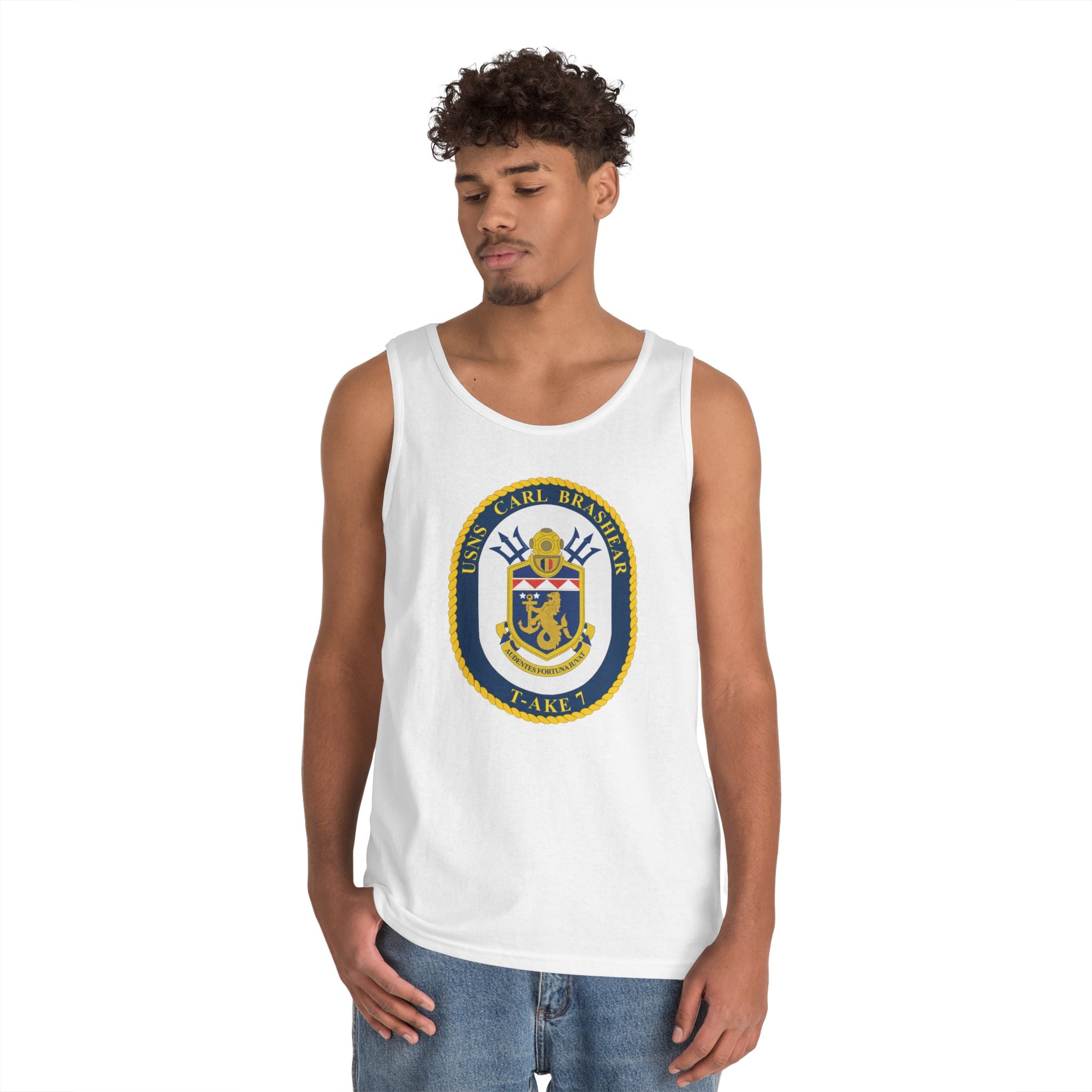 Unisex Heavy Cotton Tank Top - Navy - USNS Carl Brashear (T-AKE 7) wo txt