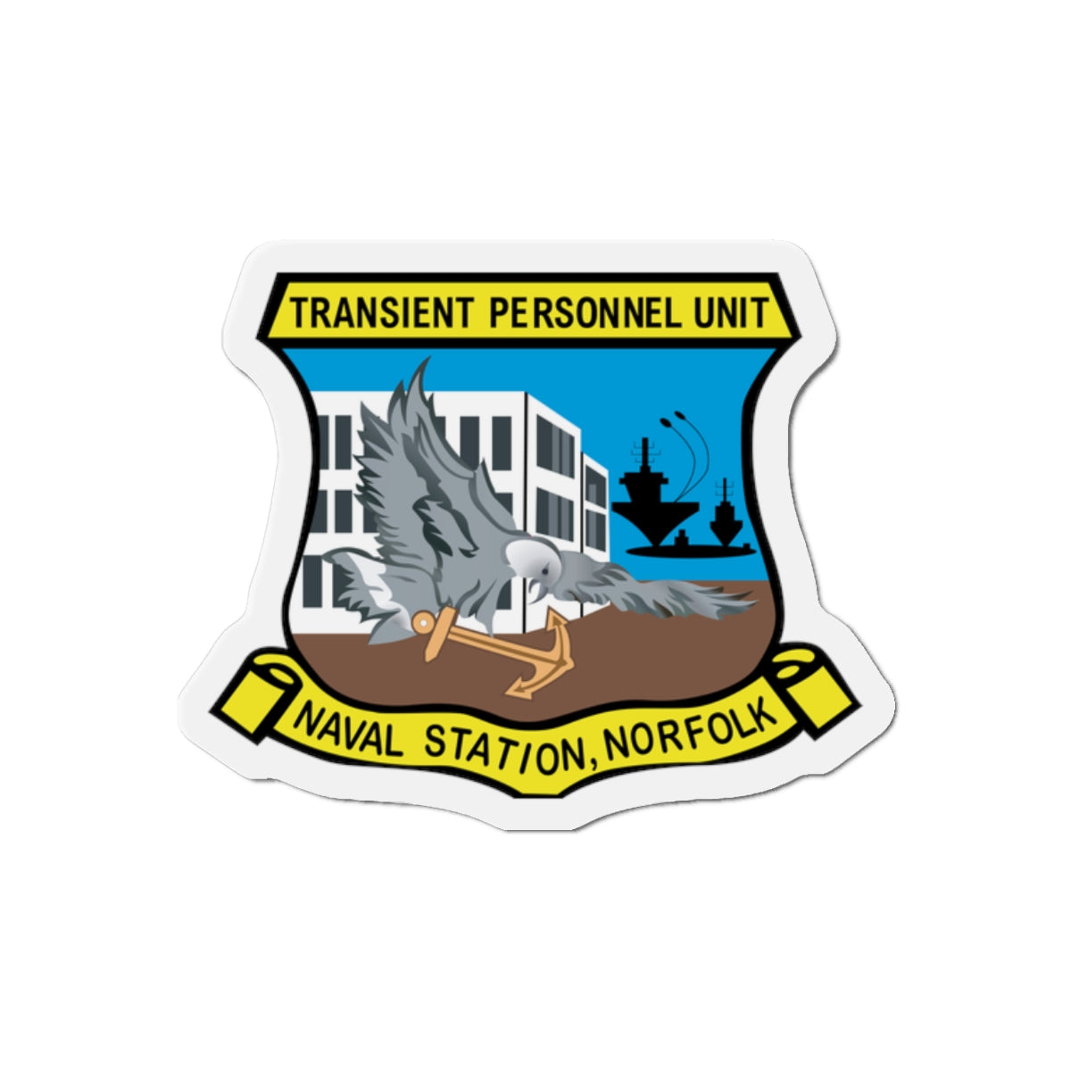 Die-Cut Magnet - Navy - Transient Personnel Unit - Naval Station Norfolk wo Txt