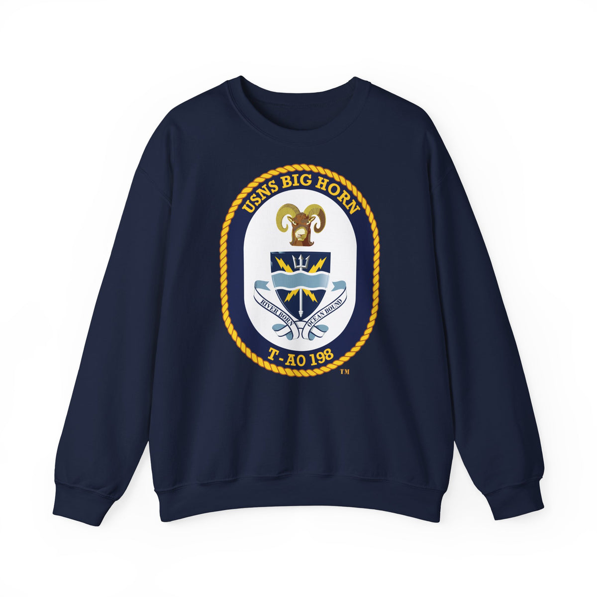 Unisex Heavy Blend™ Crewneck Sweatshirt - Navy - USNS Big Horn (T-AO 198) wo txt