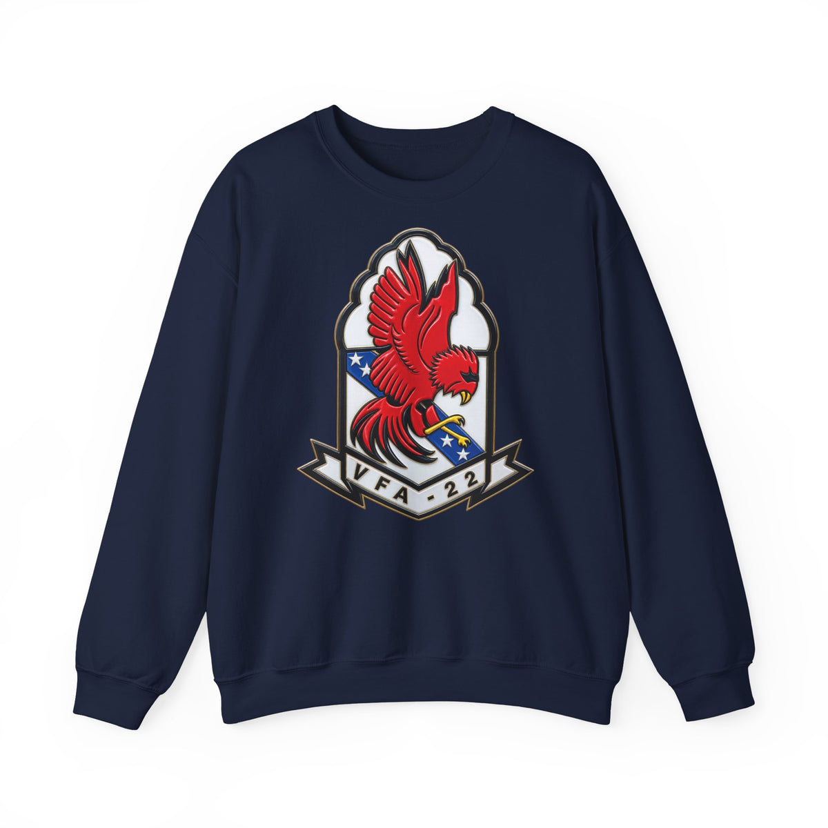 Unisex Heavy Blend™ Crewneck Sweatshirt - Strike Fighter Squadron 22nd - SSI without Txt - Fighting Redcocks - 3D - Enhanced
