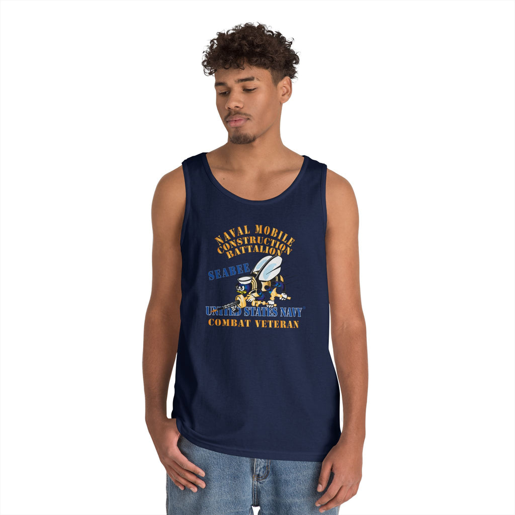Unisex Heavy Cotton Tank Top - Navy - Seabee - Combat Veteran