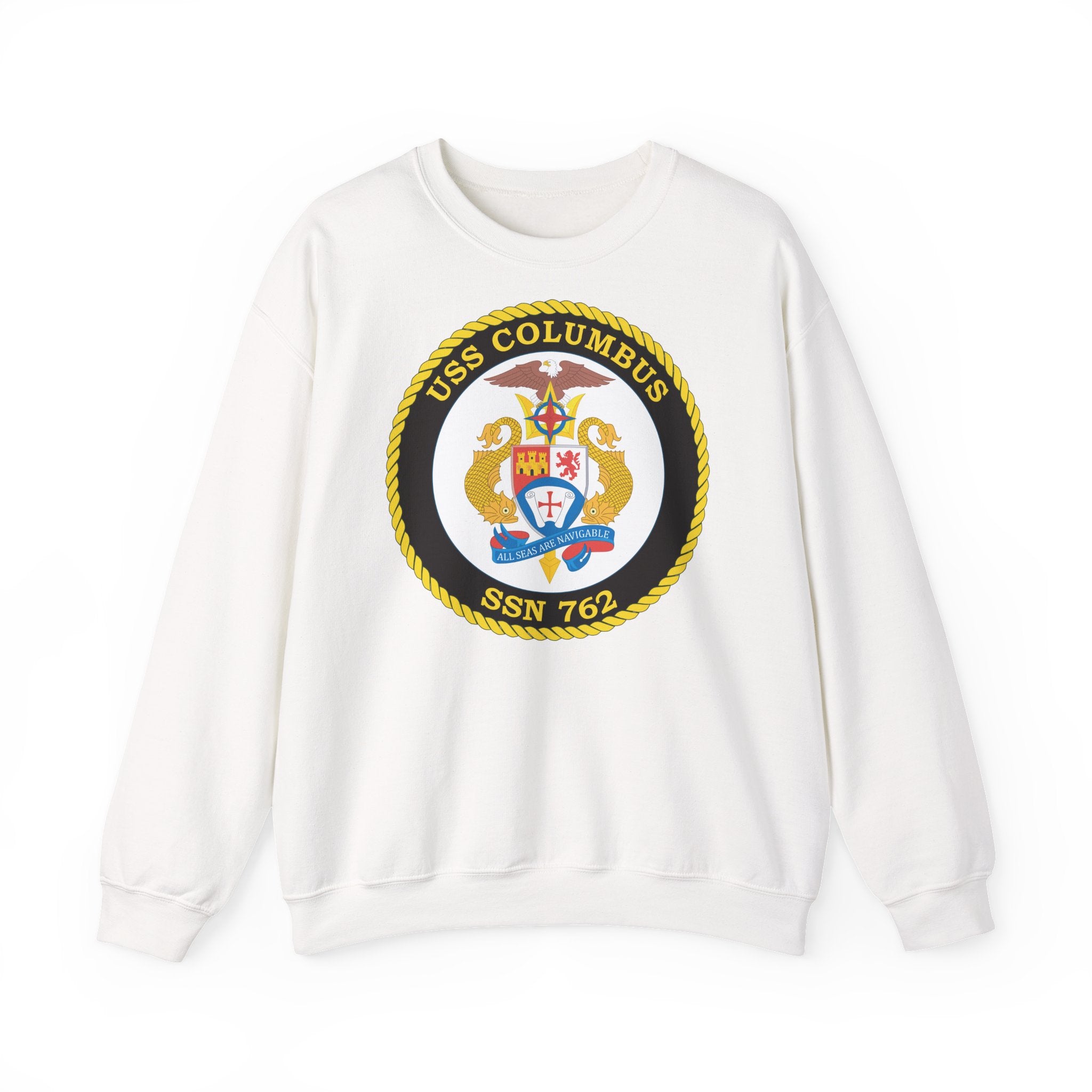 Unisex Heavy Blend™ Crewneck Sweatshirt - Navy - USS Columbus (SSN-762) wo txt