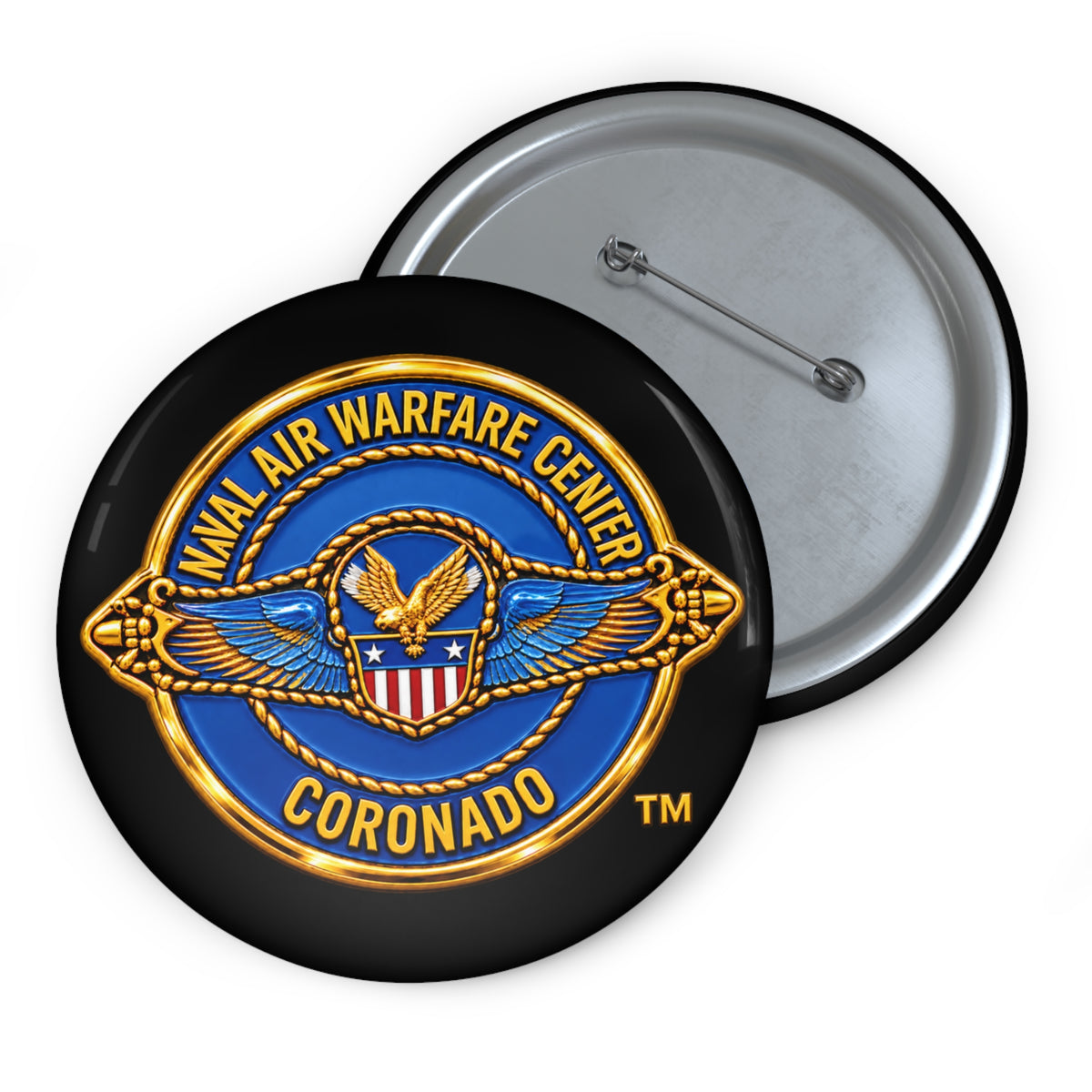 Pin Button - Navy - Naval Air Warfare Center - Coronado - Crest - 3D - Enhanced