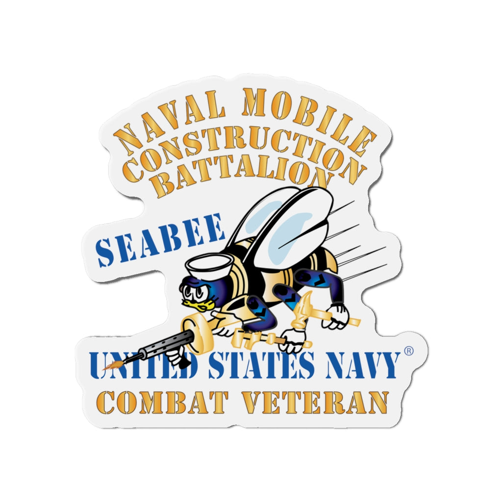 Die-Cut Magnet - Navy - Seabee - Combat Veteran