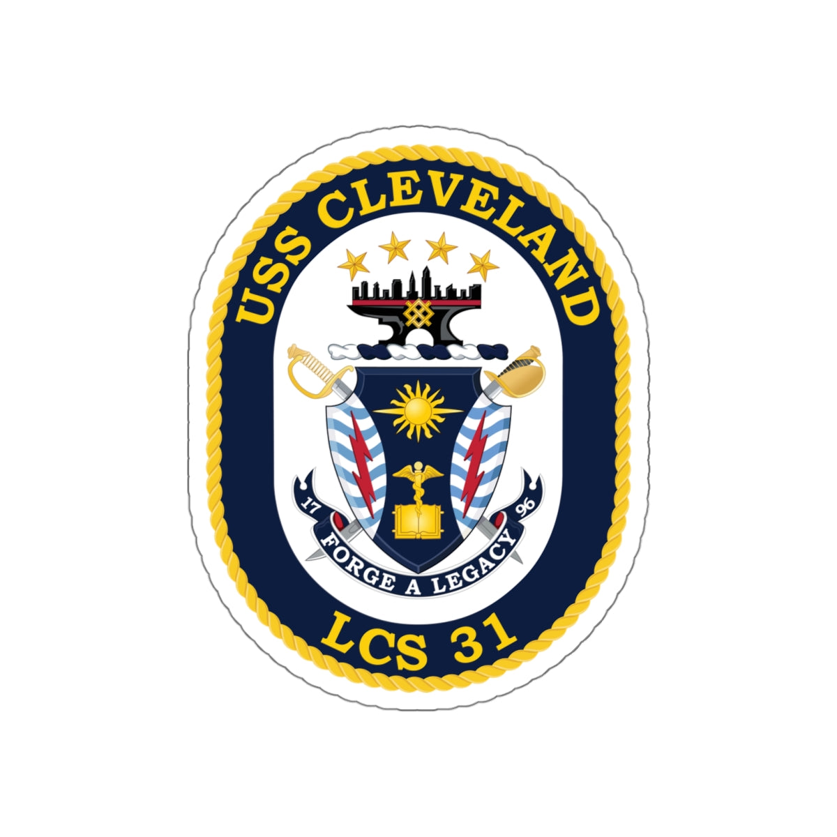 Die-Cut Vinyl Sticker - Navy - USS Cleveland (LCS-31) wo txt