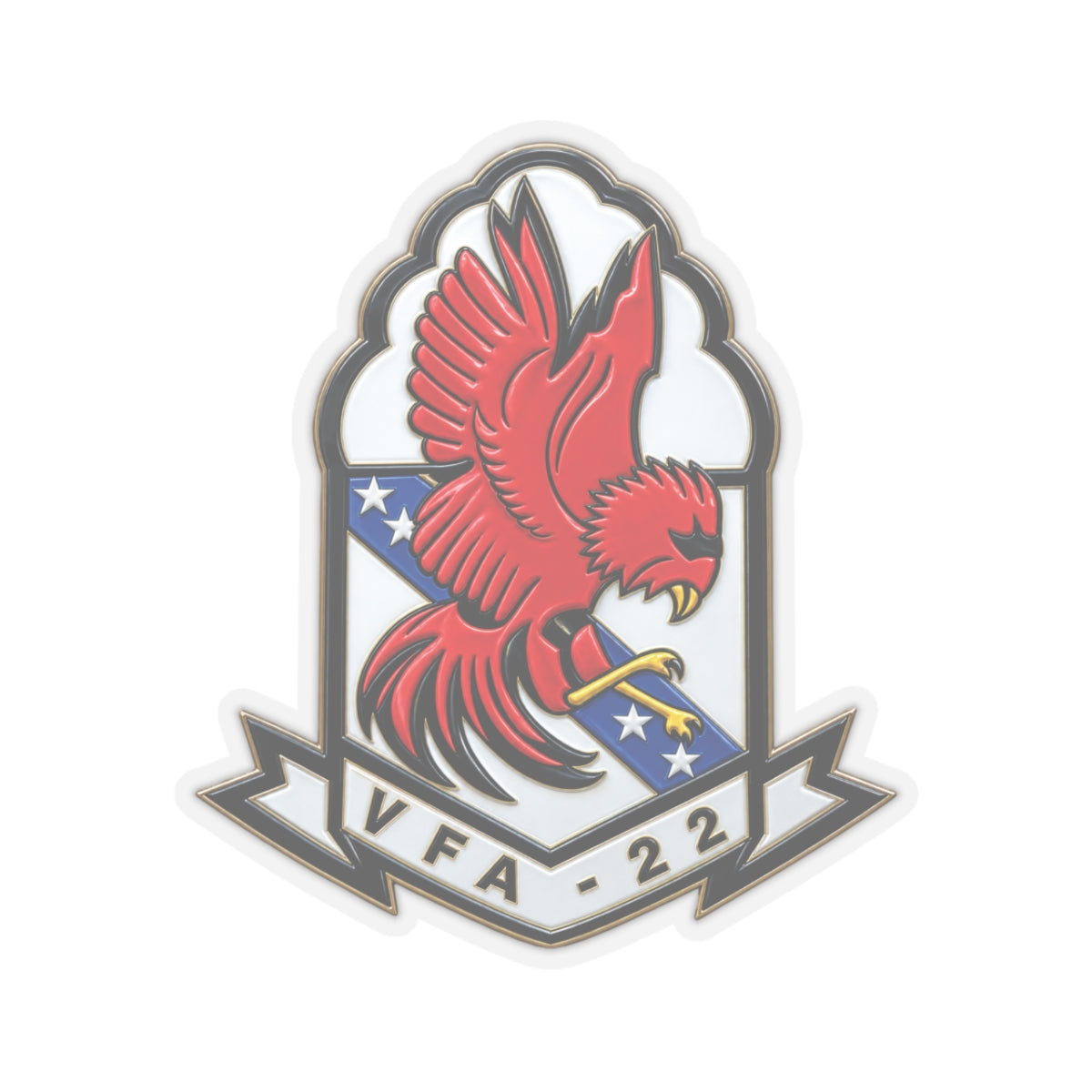 Kiss-Cut Stickers - Strike Fighter Squadron 22nd - SSI without Txt - Fighting Redcocks - 3D - Enhanced