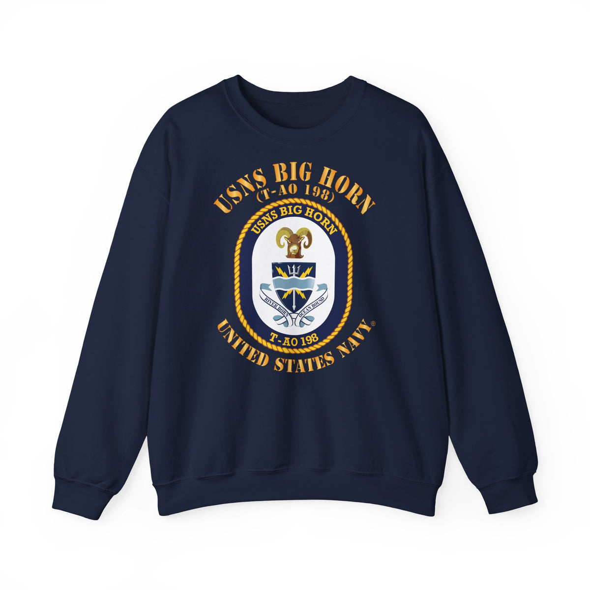 Unisex Heavy Blend™ Crewneck Sweatshirt - Navy - USNS Big Horn (T-AO 198)