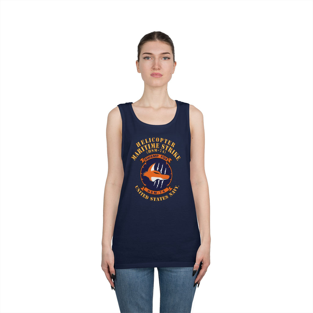 Unisex Heavy Cotton Tank Top - Navy - Helicopter Maritime Strike Seven Four (HSM-74)