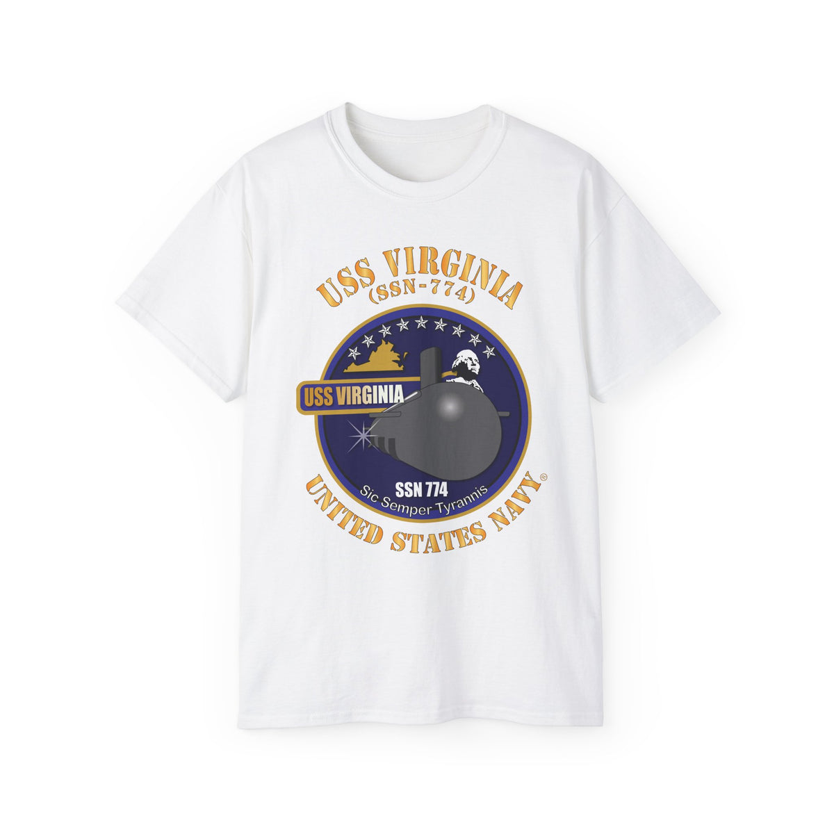 Unisex Ultra Cotton T-Shirt - Navy - USS Virginia (SSN-774) X 300