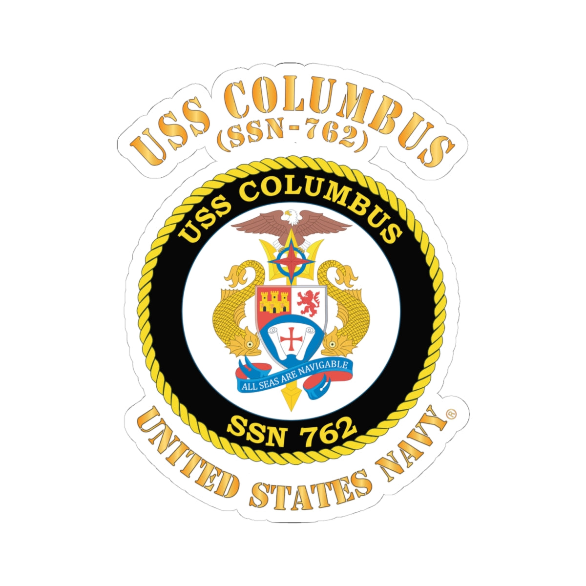 Kiss-Cut Stickers - Navy - USS Columbus (SSN-762)