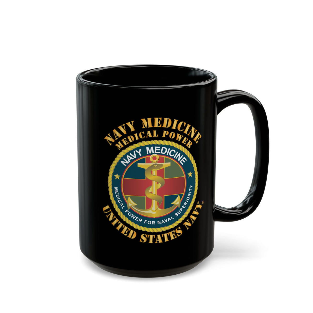 Black Mug (11oz, 15oz) - Navy Medicine - Medical Power for Naval Superiority X 300