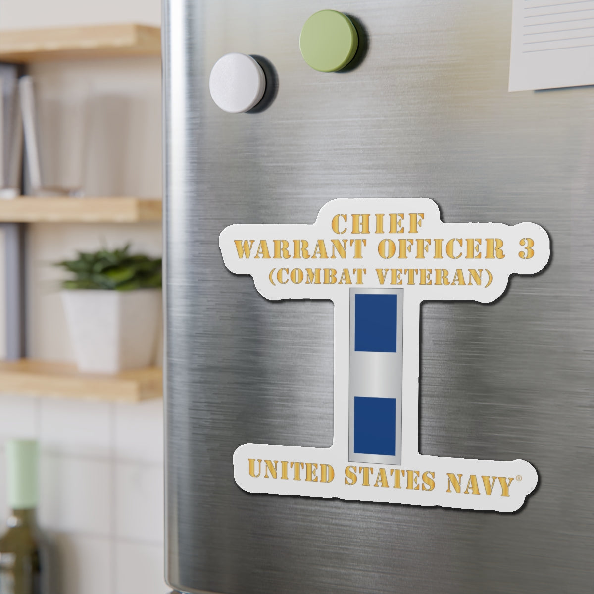 Die-Cut Magnet - Navy - Chief Warrant Officer 3 - CW03 - Combat Veteran