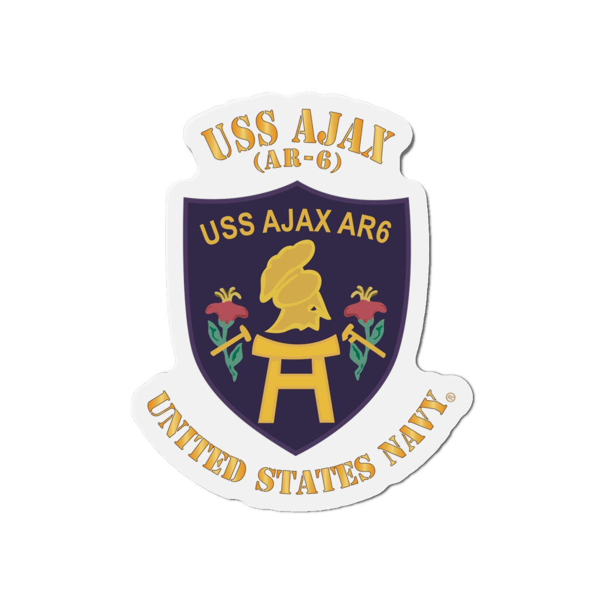 Die-Cut Magnet - Navy - USS Ajax (AR-6)
