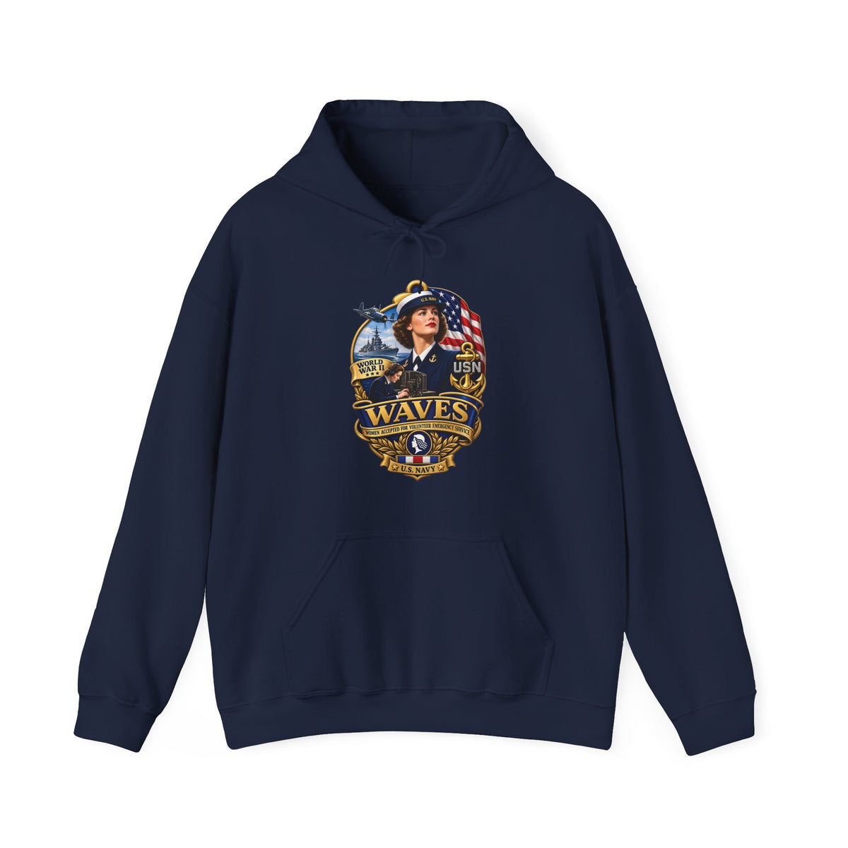 Unisex Heavy Blend™ Hoodies - WAVES - Women Accepted for Volunteer Emergency Service WWII - 3D - Enhanced