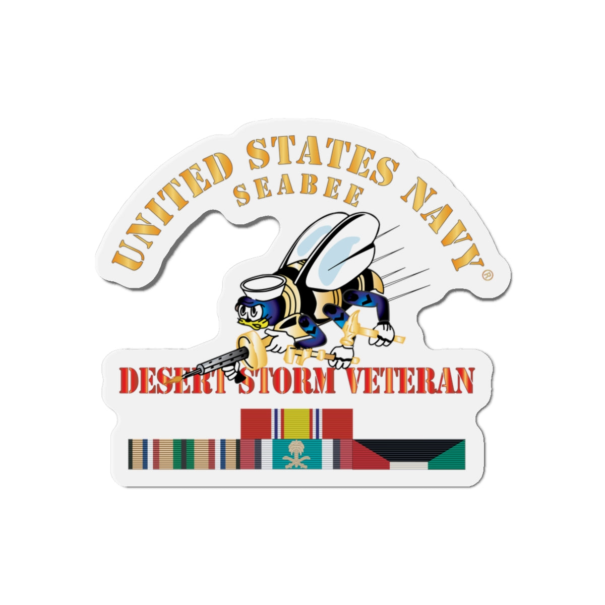 Die-Cut Magnet - Navy - Seabee - Desert Storm Veteran