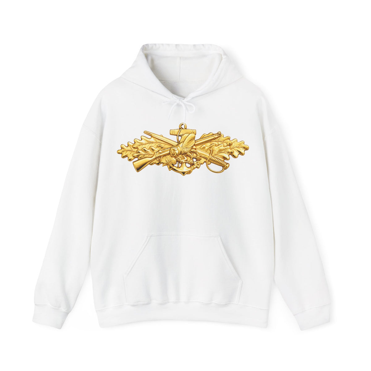Unisex Heavy Blend™ Hoodies - Navy - Badge - Seabee combat warfare specialist wo txt - Officer - 3D - Enhanced