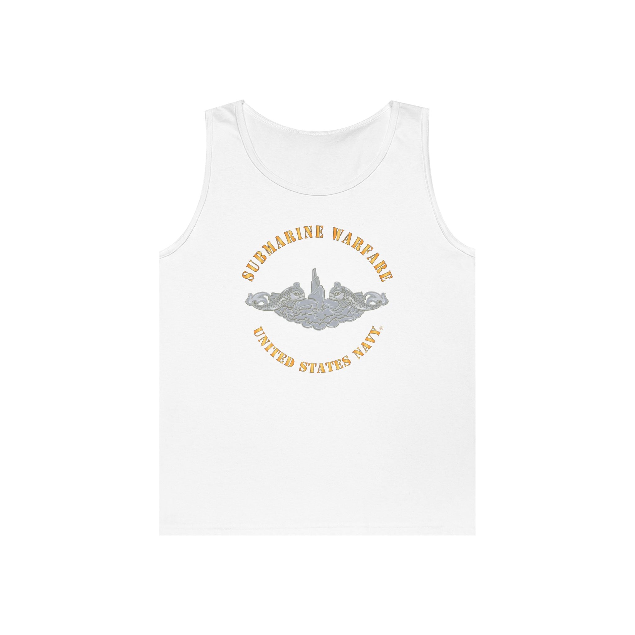 Unisex Heavy Cotton Tank Top - Navy - Submarine Badge - Silver