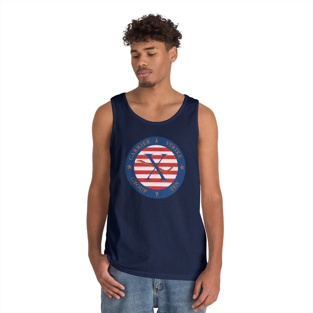 Unisex Heavy Cotton Tank Top - Navy - Carrier Strike Group 10 (CSG-10) wo Txt
