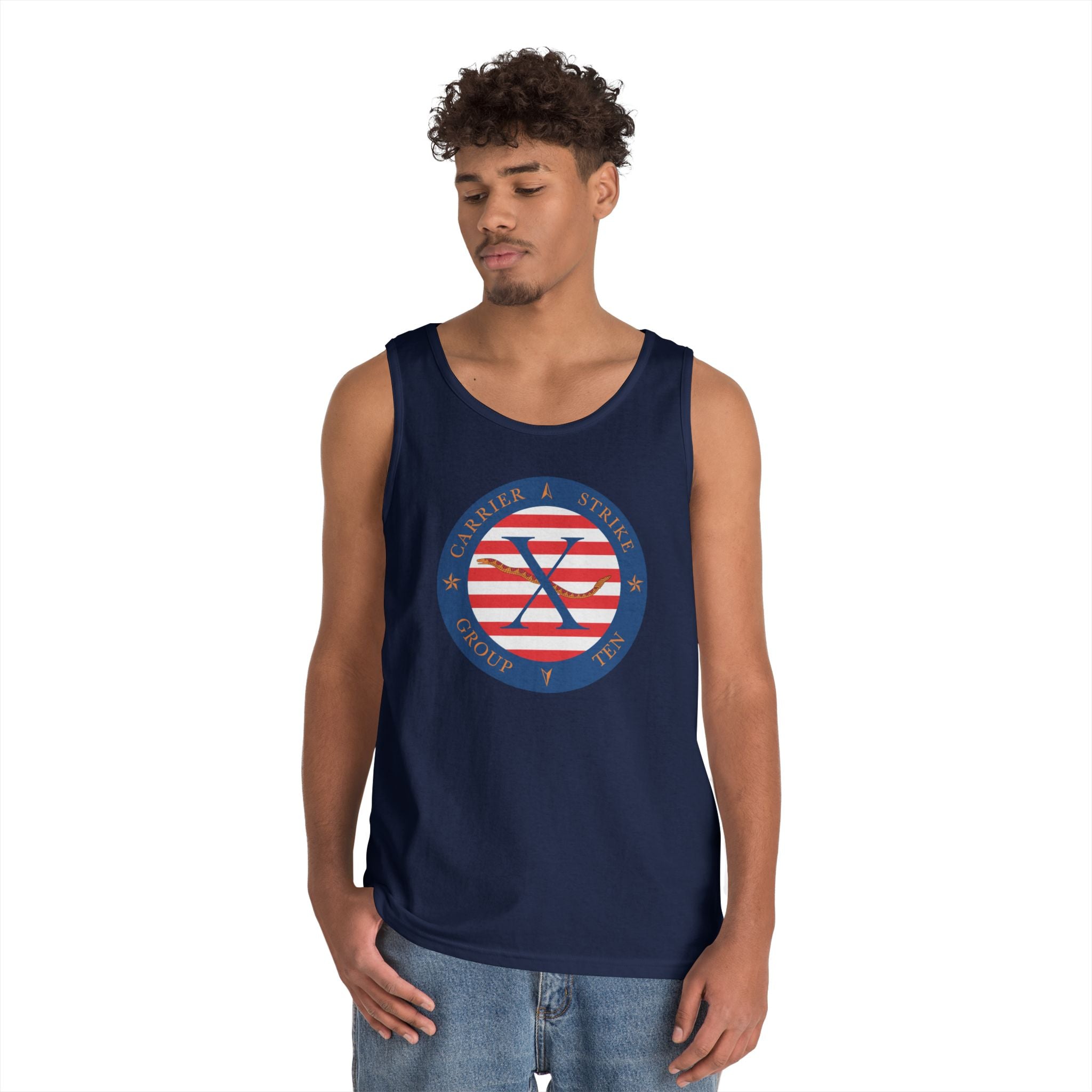 Unisex Heavy Cotton Tank Top - Navy - Carrier Strike Group 10 (CSG-10) wo Txt