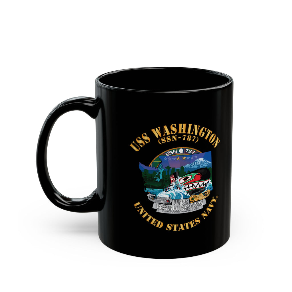Black Mug (11oz, 15oz) - Navy - USS Washington (SSN-787) X 300
