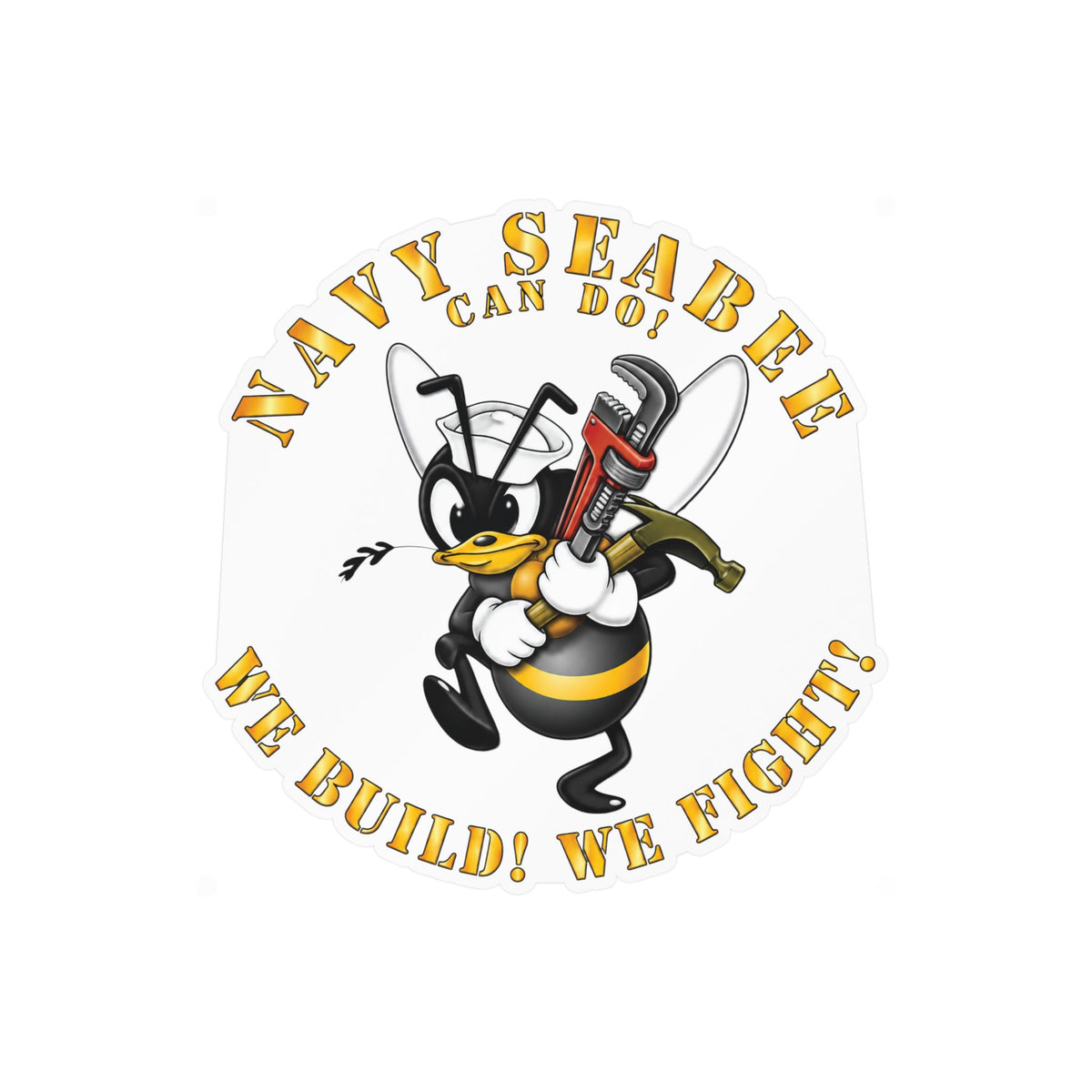 Kiss-Cut Vinyl Decal - Navy - Navy SeaBee - w Wrench and Hammer X 300