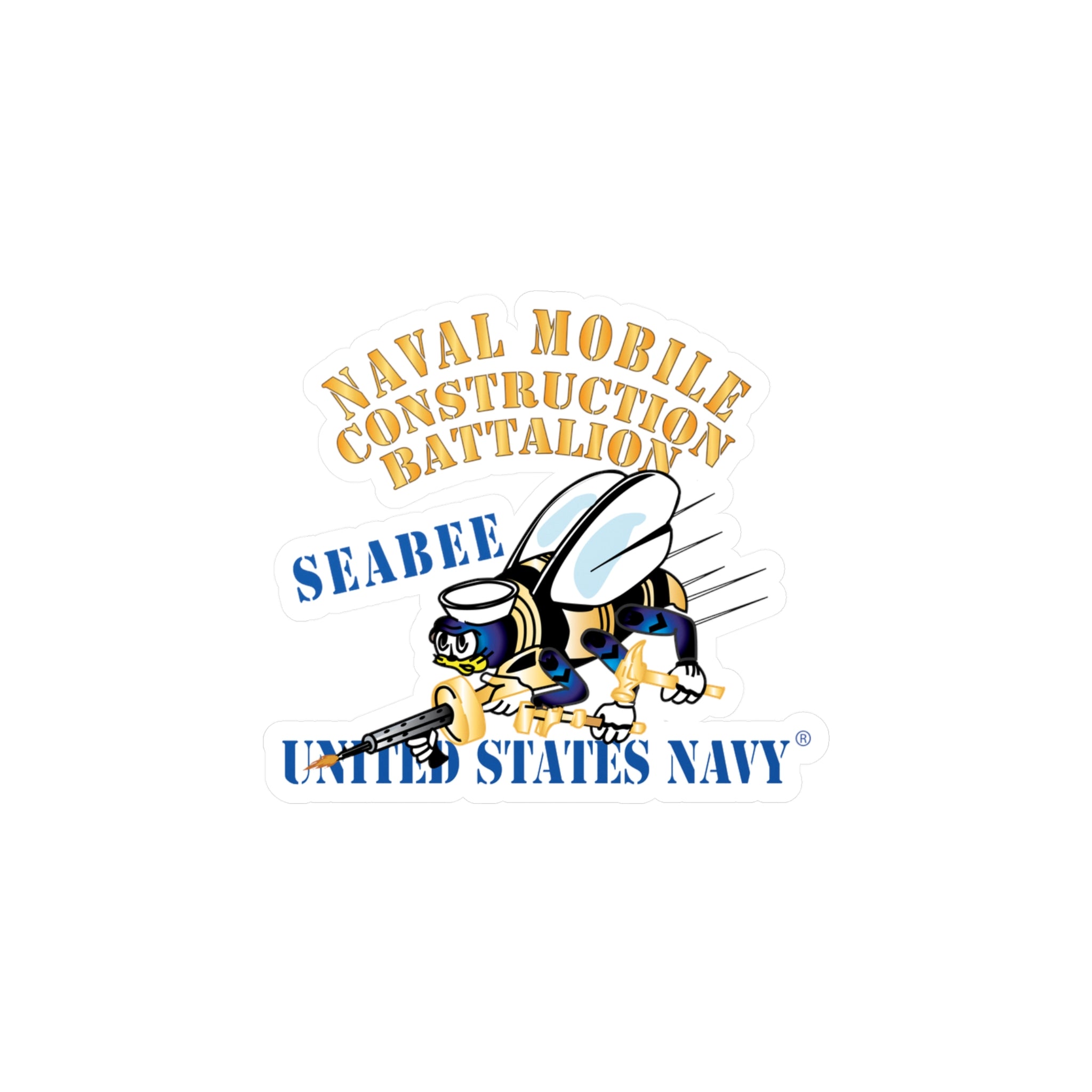 Kiss-Cut Vinyl Decal - Navy - Seabee