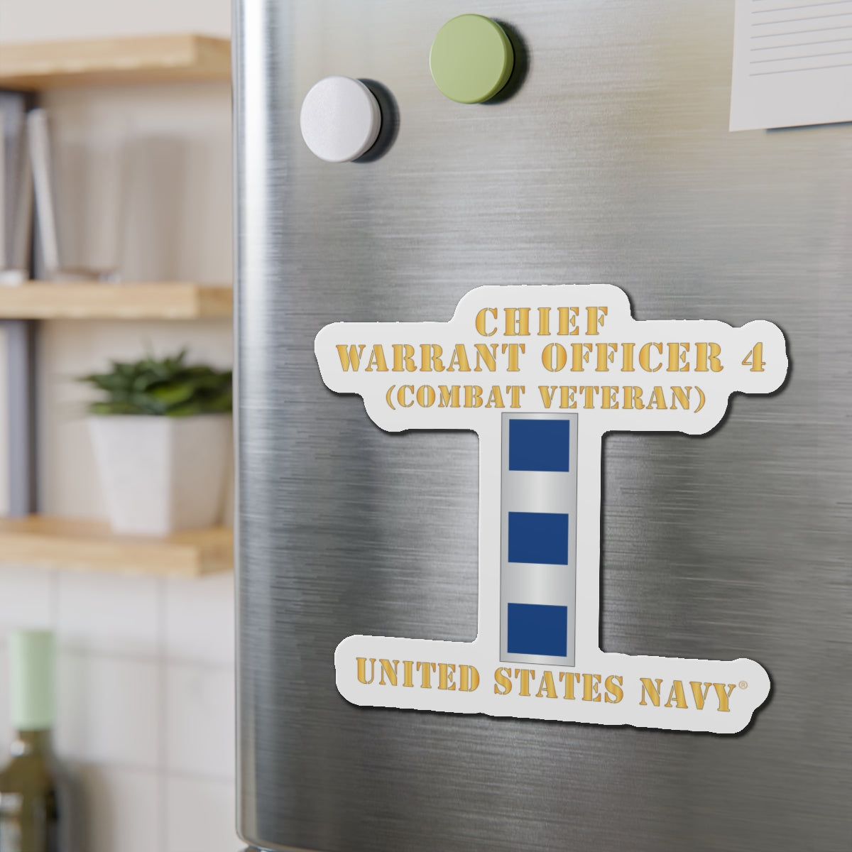 Die-Cut Magnet - Navy - Chief Warrant Officer 4 - CW04 - Combat Veteran